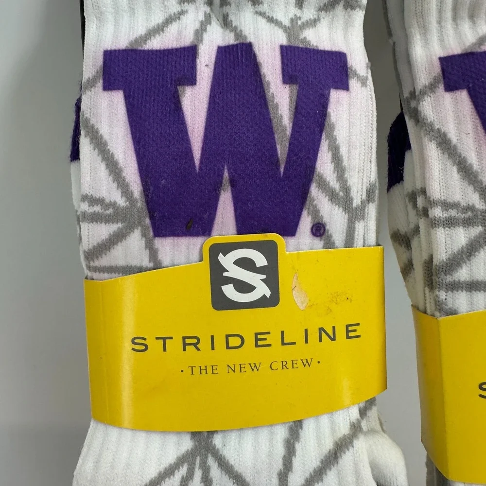 Lot Of 2 Strideline Washington Huskies Strapped Fit Socks Multicolor SZ 9-12 NWT